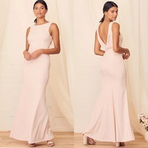 Lulus Call My Name Blush Pink Backless Scoop Draped Formal Maxi Dress Size S
